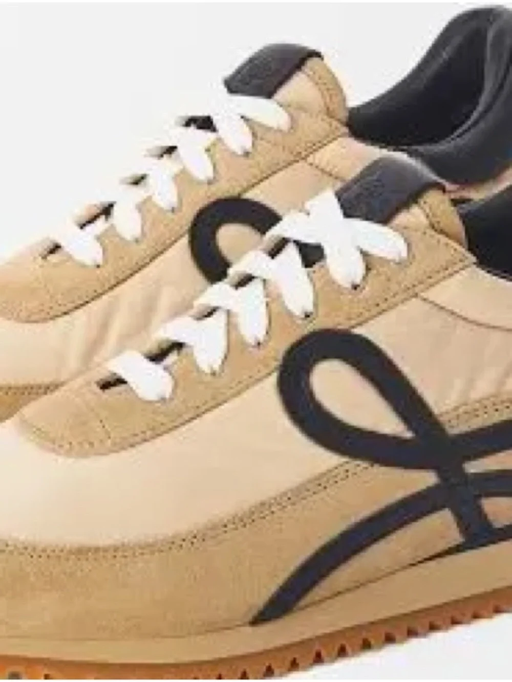Loewe Beige and Black Lace-Up Sneakers